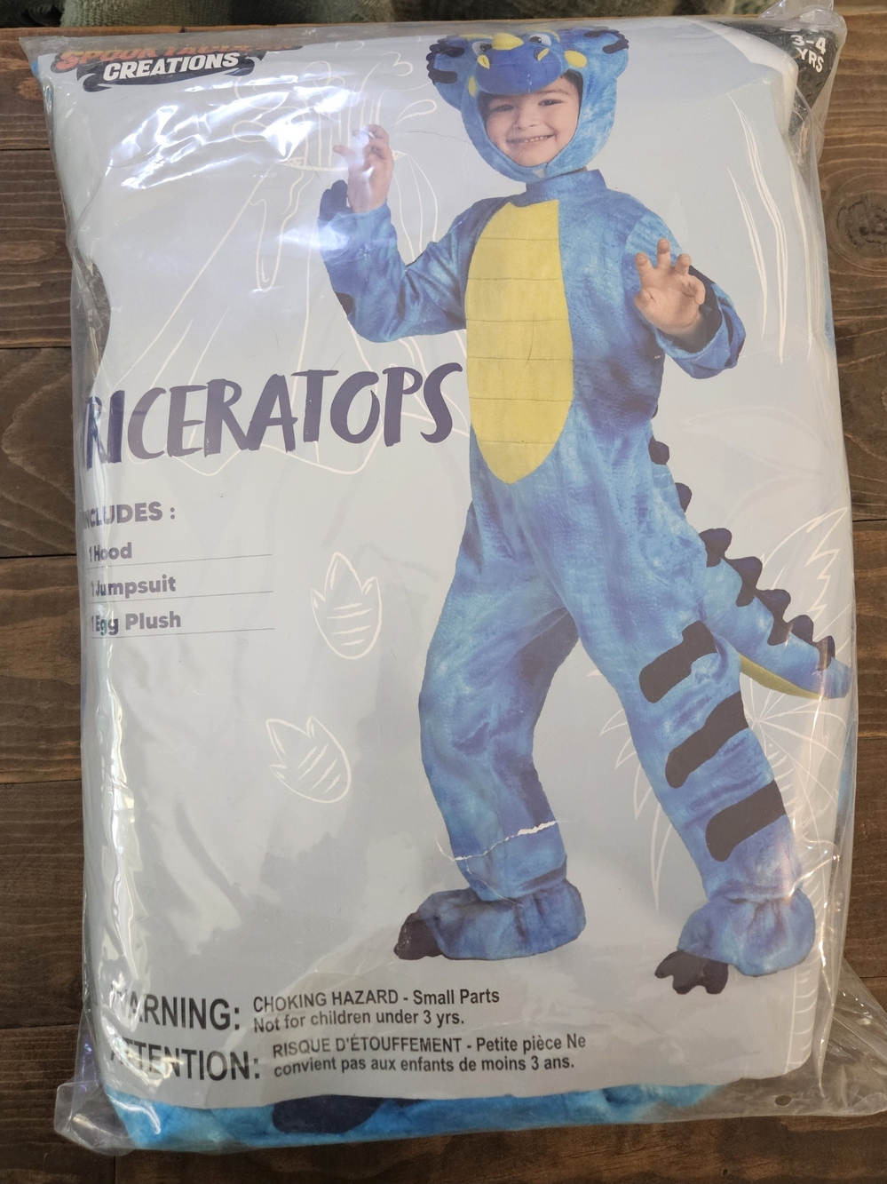Blue & Yellow Triceratops Kids Costume - Creations